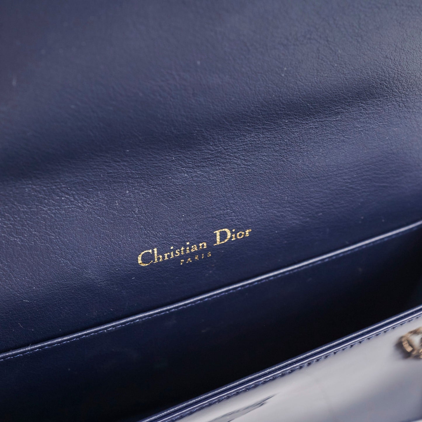 Christian Dior Navy Patent Wallet On Chain