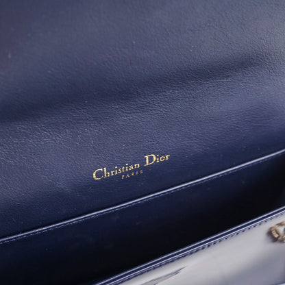 Christian Dior Navy Patent Wallet On Chain