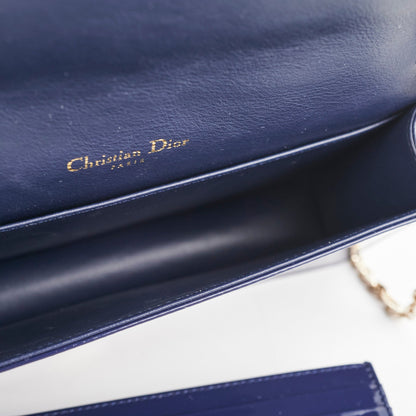 Christian Dior Navy Patent Wallet On Chain