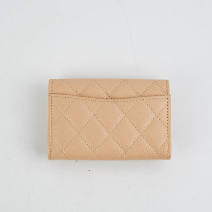 Chanel Card Holder Beige Caviar