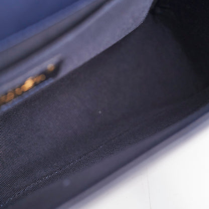 Chanel Old Medium Braided Reverso Boy Bag Navy