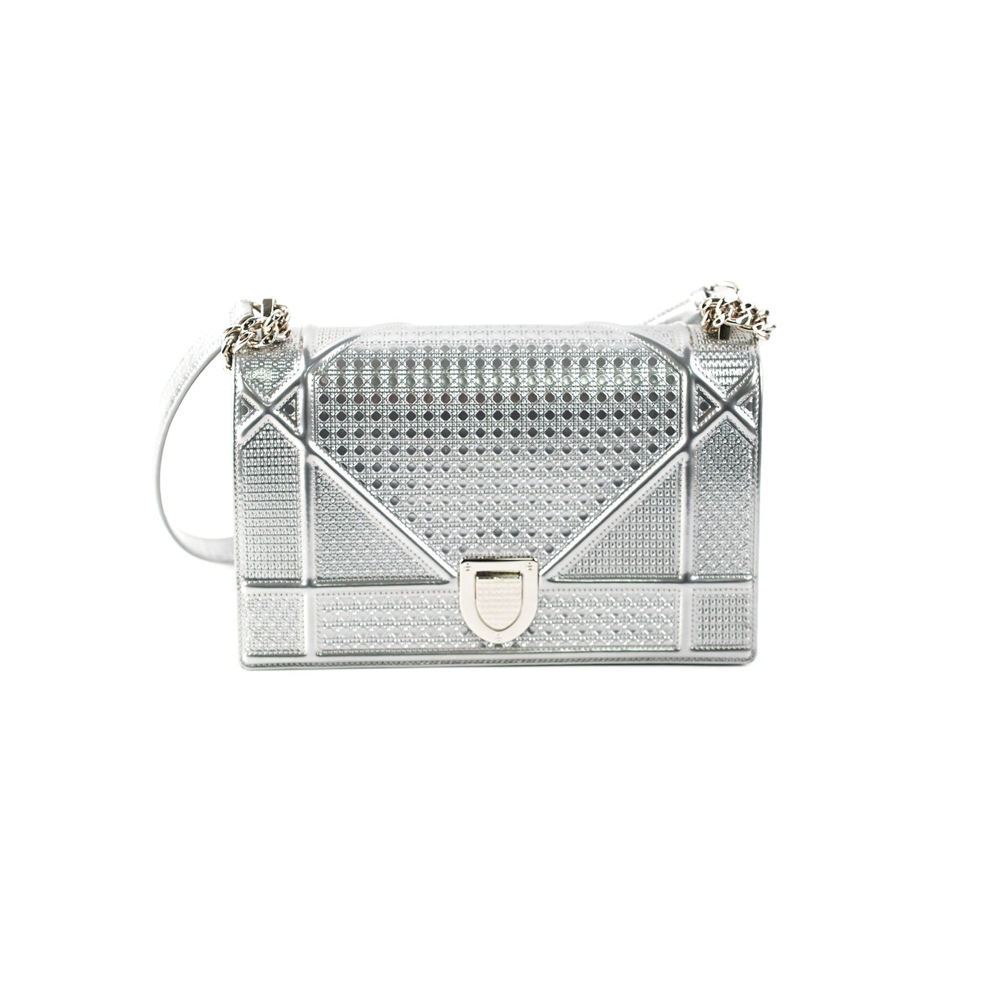 Dior Medium Diorama Metallic Silver