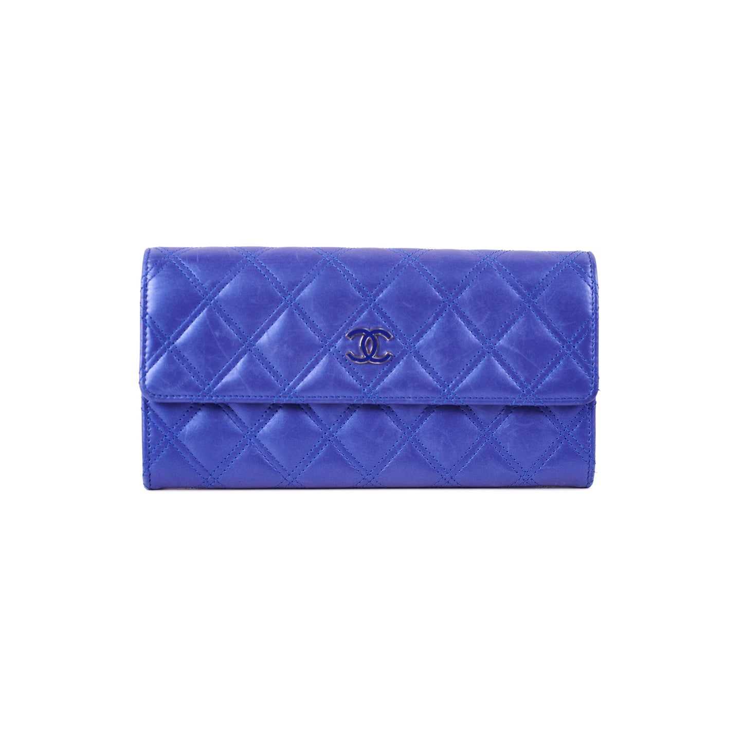 Chanel Long Wallet Blue Lambskin