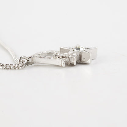 Dior Oblique Star Pendant Necklace Silver with White Crystals