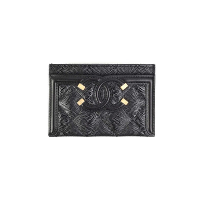 Chanel Card Holder Black Filigree