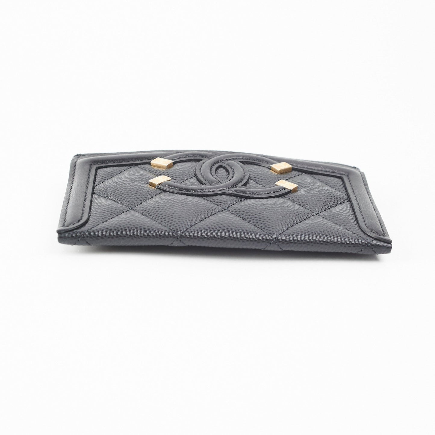 Chanel Card Holder Black Filigree