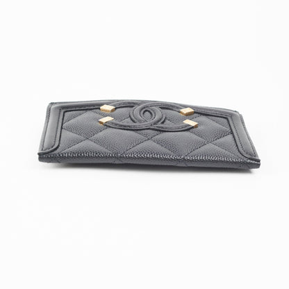 Chanel Card Holder Black Filigree
