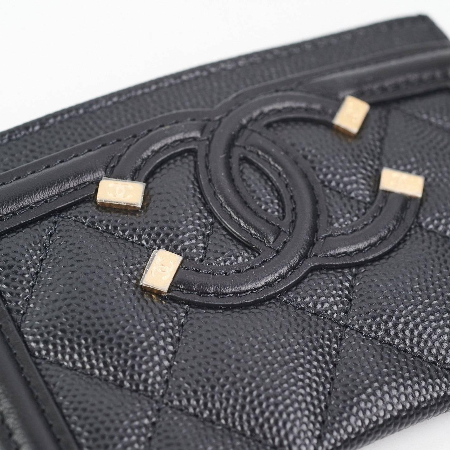 Chanel Card Holder Black Filigree