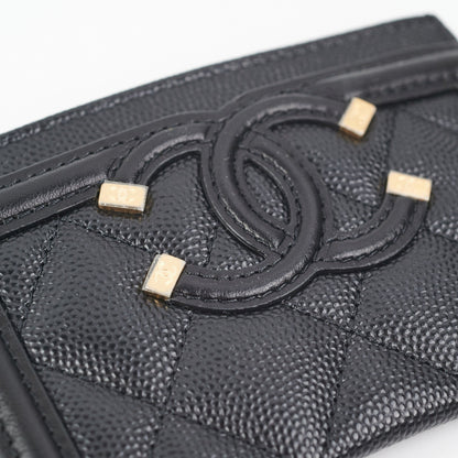 Chanel Card Holder Black Filigree