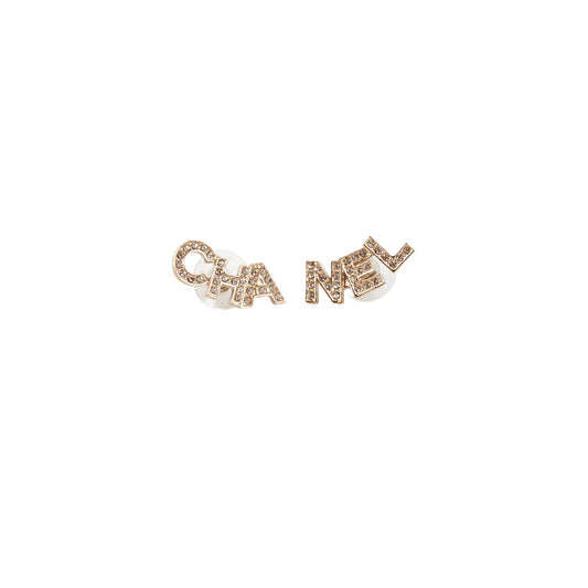 Chanel Logo Cha-Nel Crsytal Earrings Costume Jewellery