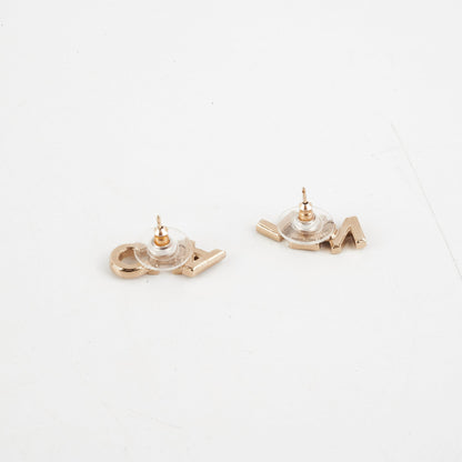 Chanel Logo Cha-Nel Crsytal Earrings Costume Jewellery