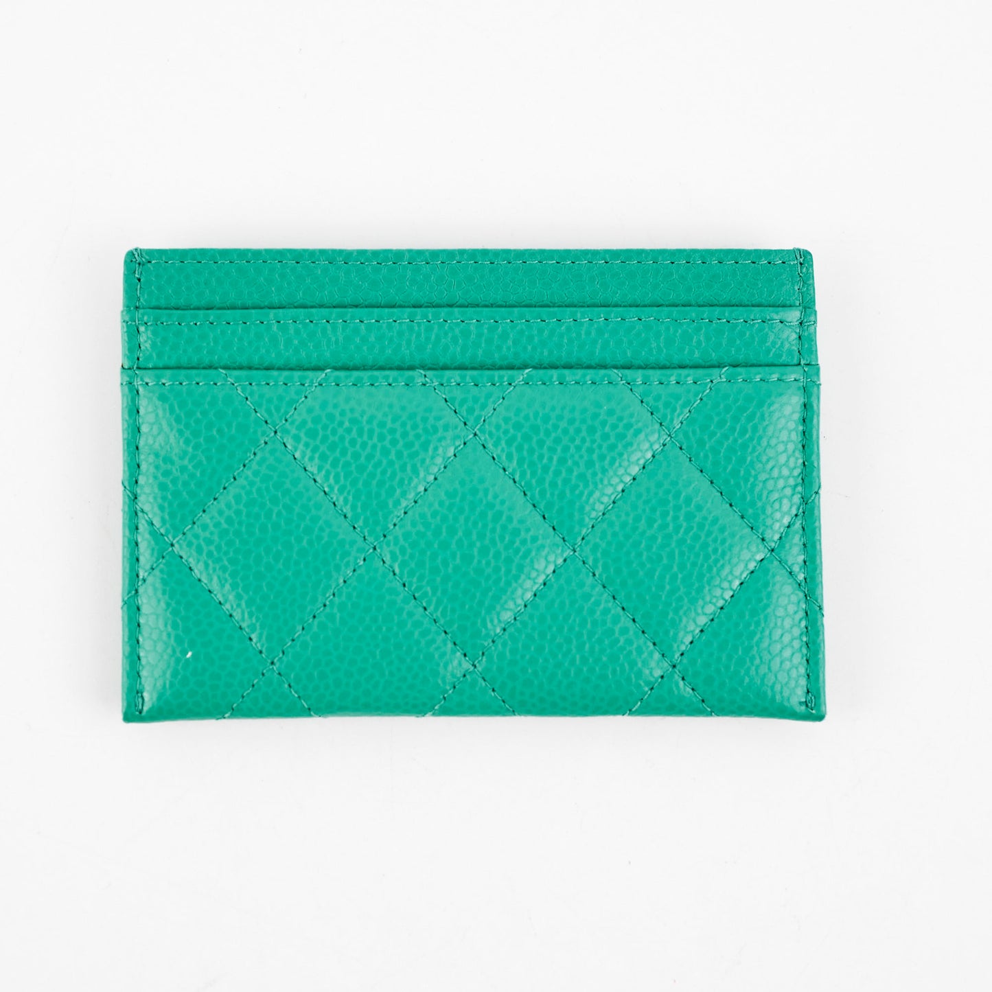 Chanel Caviar Card Holder Sea Green