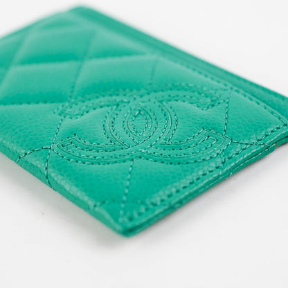 Chanel Caviar Card Holder Sea Green