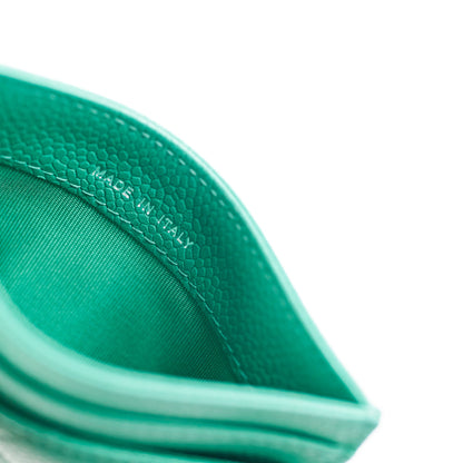 Chanel Caviar Card Holder Sea Green