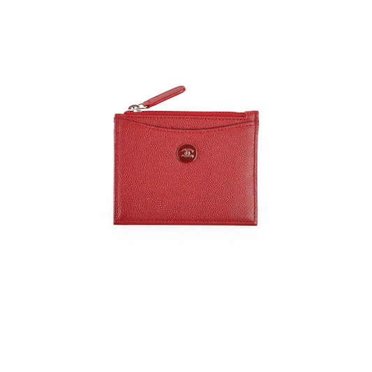 Chanel Caviar Zip Card Case Red