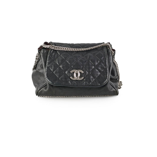 Chanel CC Lambskin Accordion Flap Black