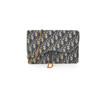 Christian Dior Saddle Oblique Wallet On Chain