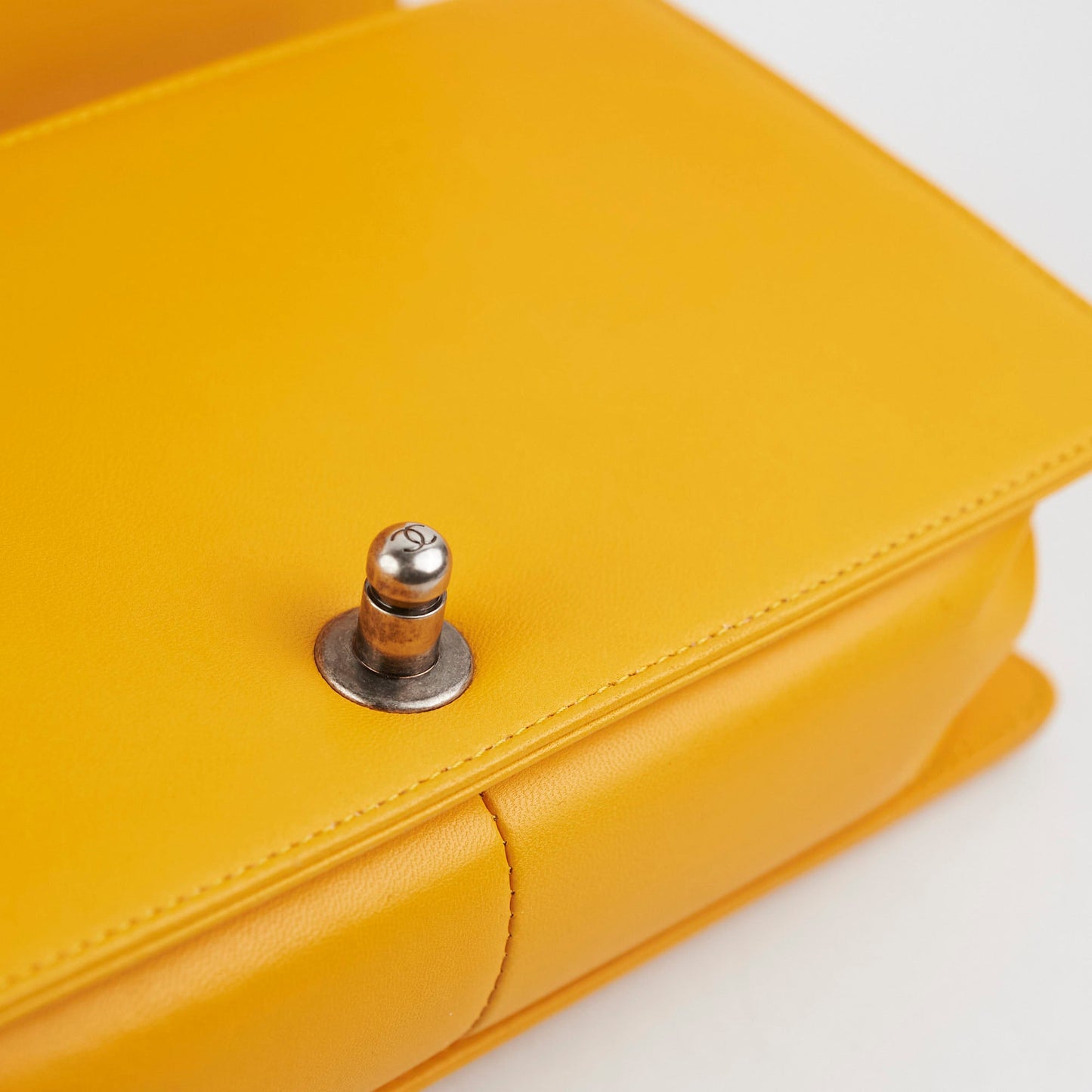 Chanel Old Medium Boy Bag Lambskin Yellow