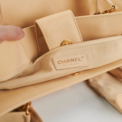 Chanel Caviar Cerf Tote Large Beige