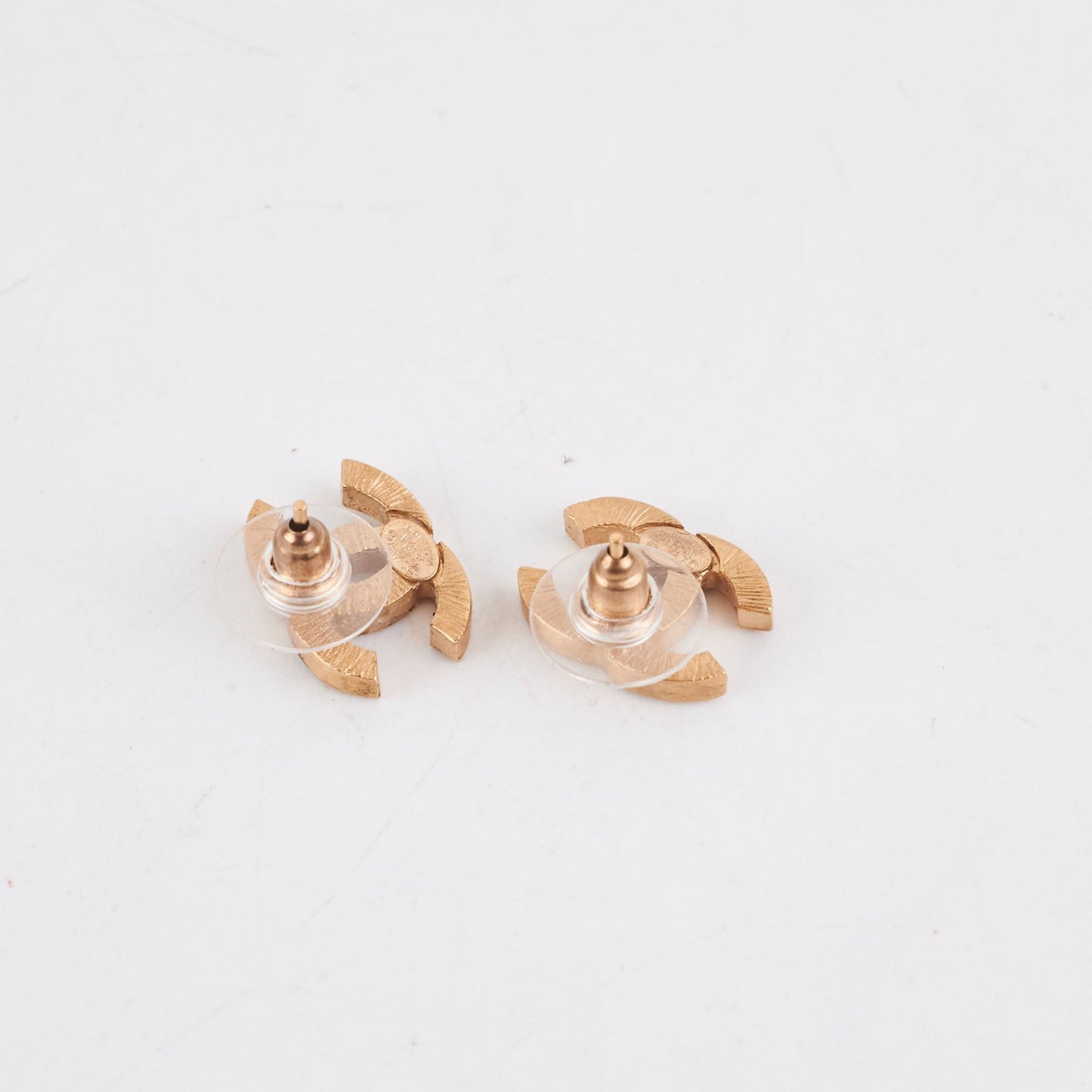 Chanel CC Logo Rhinestone Gold Earrings Costume Jewellery