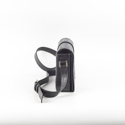 Saint Laurent Black Croc Embossed Crossbody