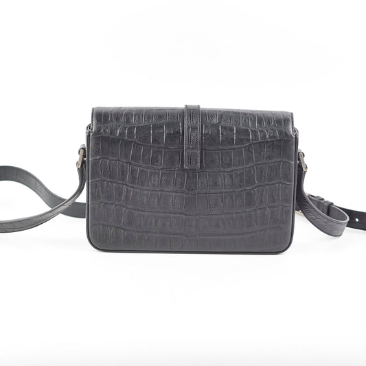 Saint Laurent Black Croc Embossed Crossbody