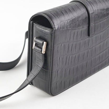 Saint Laurent Black Croc Embossed Crossbody