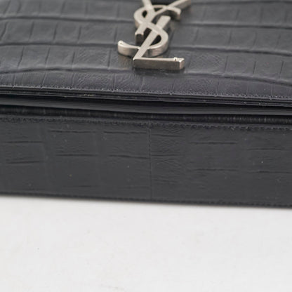Saint Laurent Black Croc Embossed Crossbody