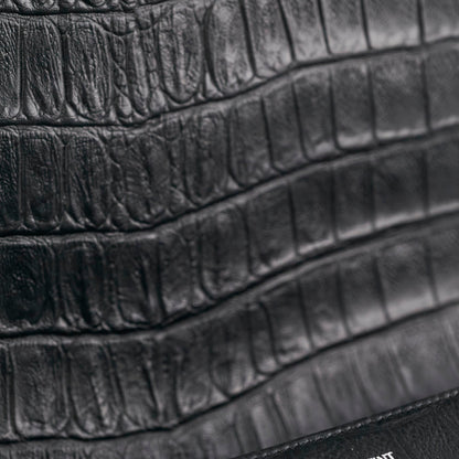 Saint Laurent Black Croc Embossed Crossbody