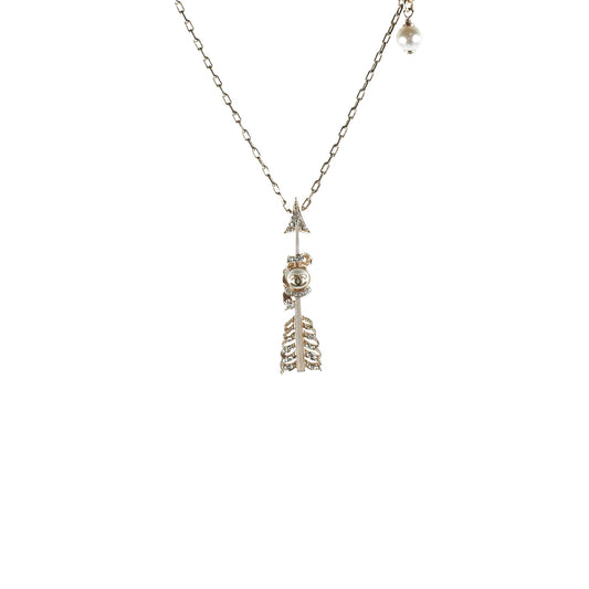 Chanel Crystal Pearl Arrow Necklace Costume Jewellery