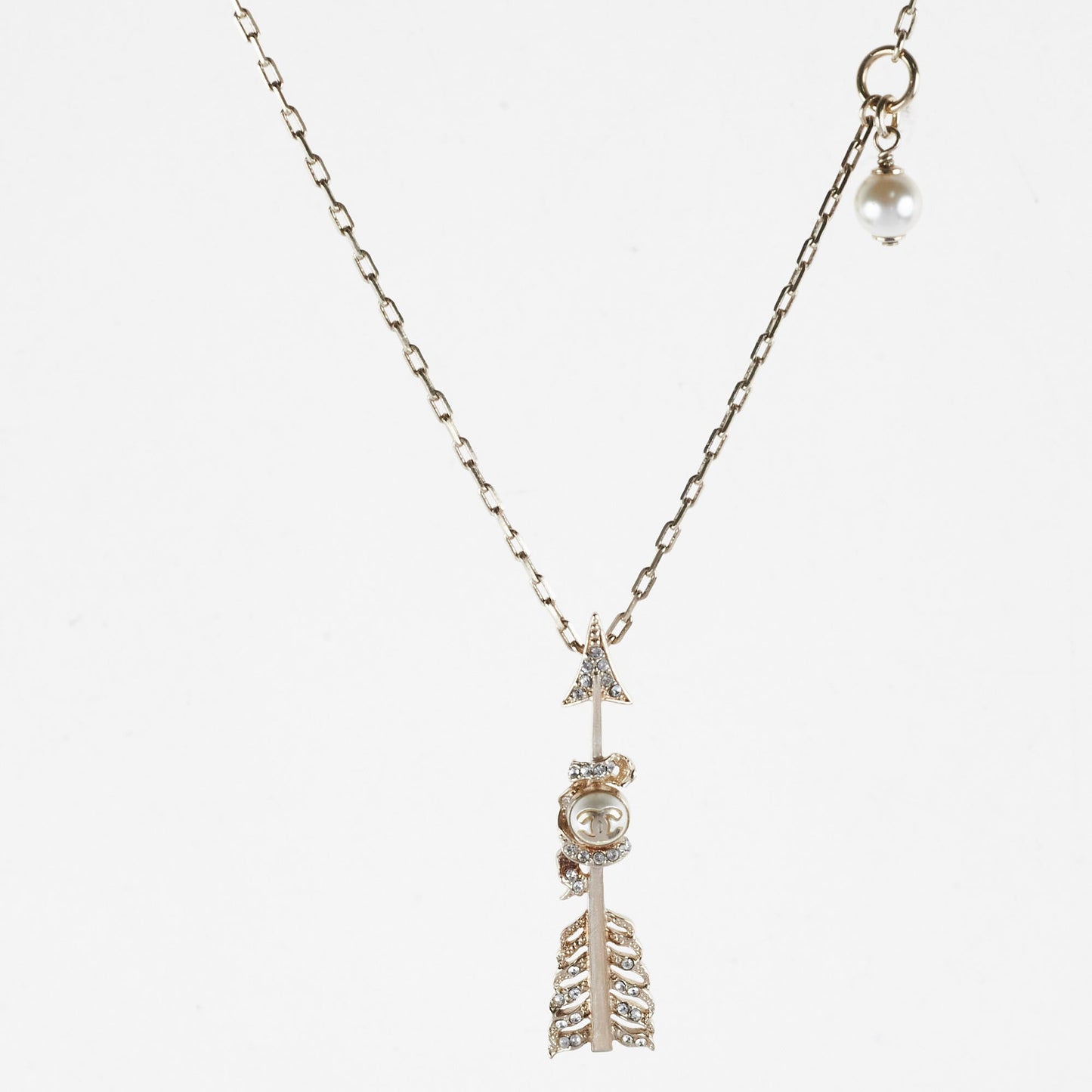 Chanel Crystal Pearl Arrow Necklace Costume Jewellery