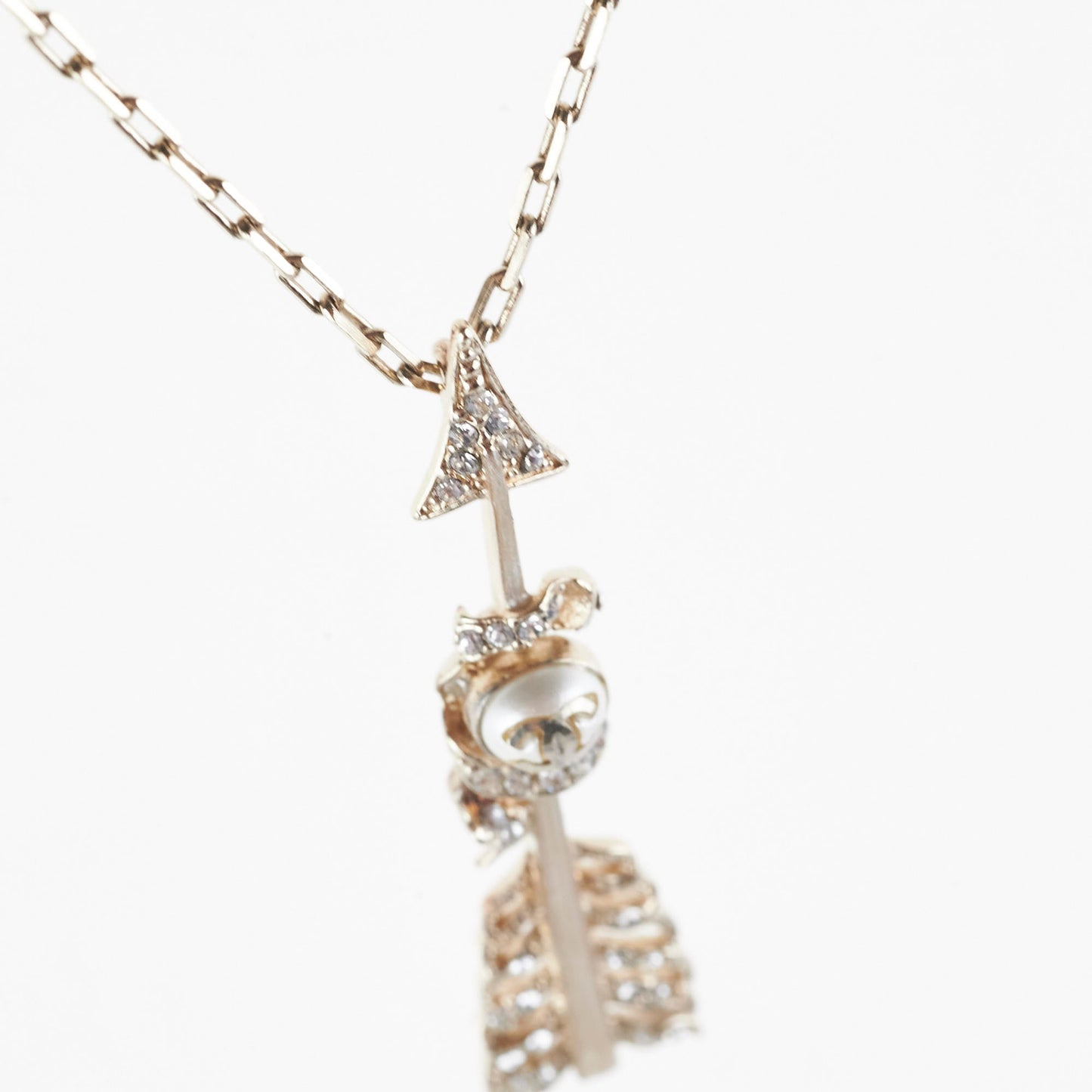 Chanel Crystal Pearl Arrow Necklace Costume Jewellery
