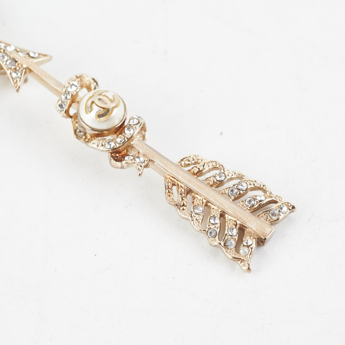 Chanel Crystal Pearl Arrow Necklace Costume Jewellery