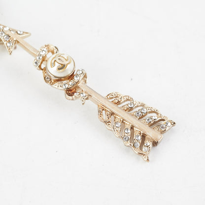 Chanel Crystal Pearl Arrow Necklace Costume Jewellery