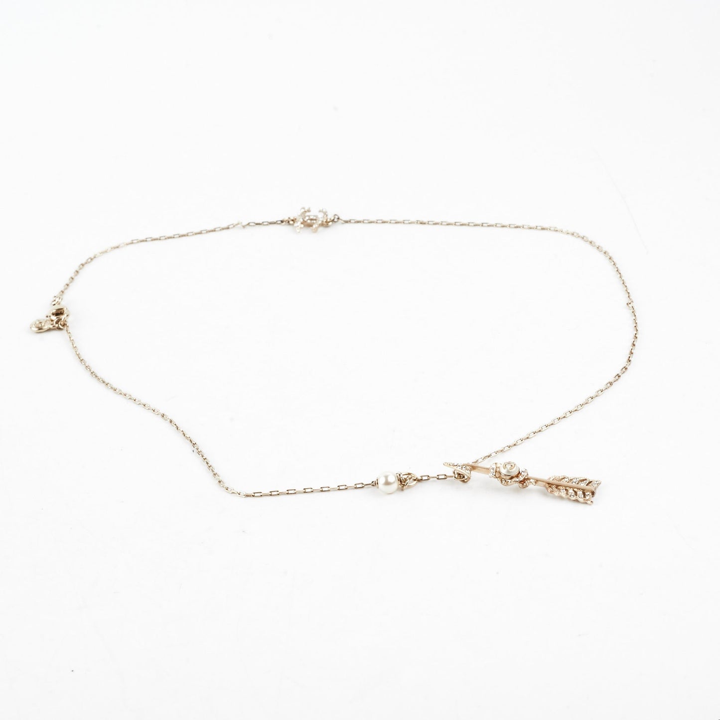 Chanel Crystal Pearl Arrow Necklace Costume Jewellery