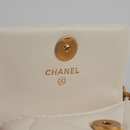 Chanel 19 Coin Purse with Chain White Goatskin