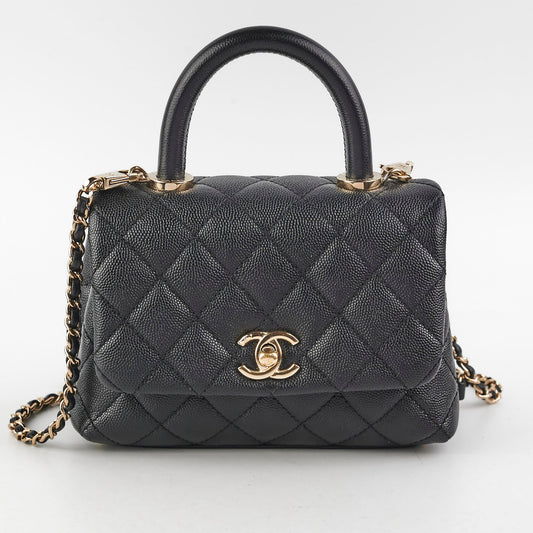 Chanel Coco Mini Handle Caviar Black - series 30