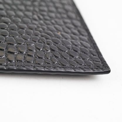 Saint Laurent Uptown Pouch Black Croc Embossed Clutch