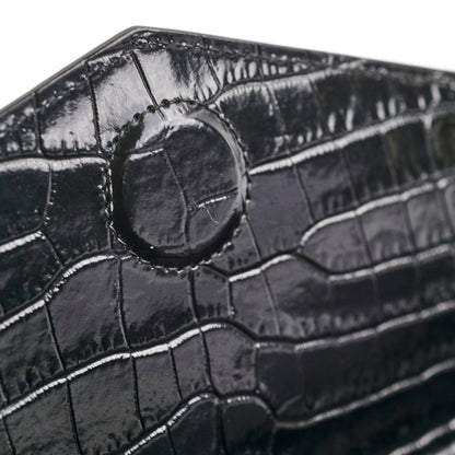 Saint Laurent Uptown Pouch Black Croc Embossed Clutch