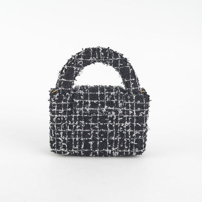 Chanel Nano Kelly Microchip Tweed Black/White