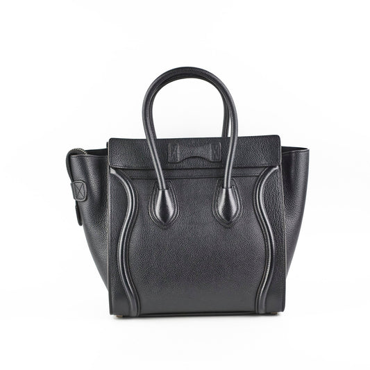 Celine Micro Luggage Pebbled Leather Black