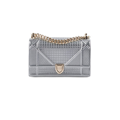 Christian Dior Micro Cannage Medum Diorama Metallic Silver