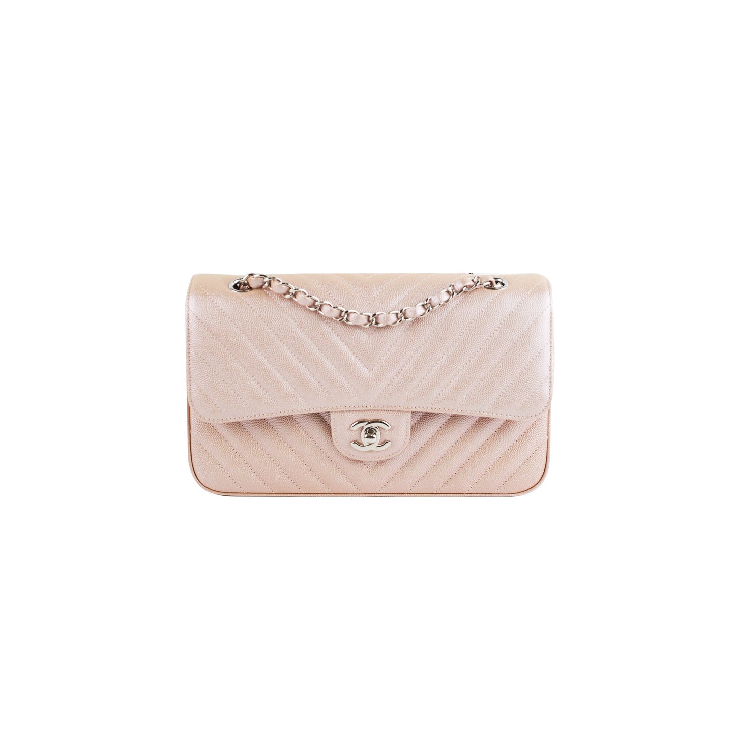 Chanel Medium Classic Double Flap Iridesent Rose Gold 18B
