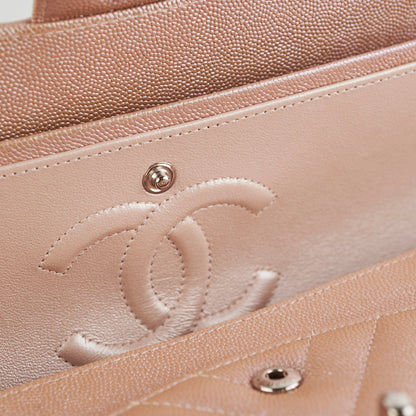 Chanel Medium Classic Double Flap Iridesent Rose Gold 18B