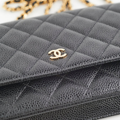 Chanel Caviar Wallet On Chain Black