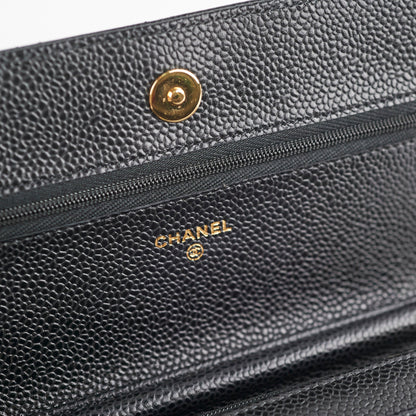Chanel Caviar Wallet On Chain Black