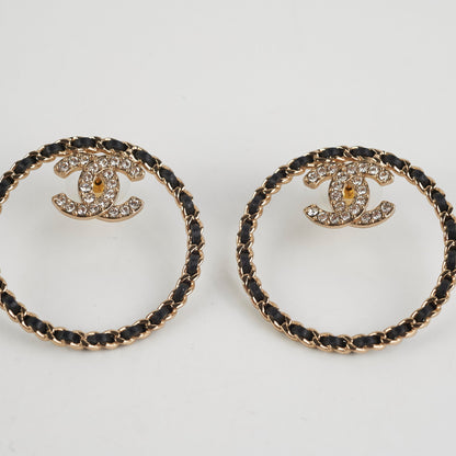 Chanel 22B Crystal Gold/Black Round Earrings