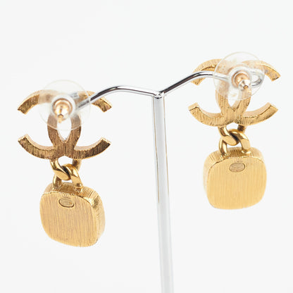 Chanel Coco Logo Pearl Square Drop Earrings Costume Jewellery