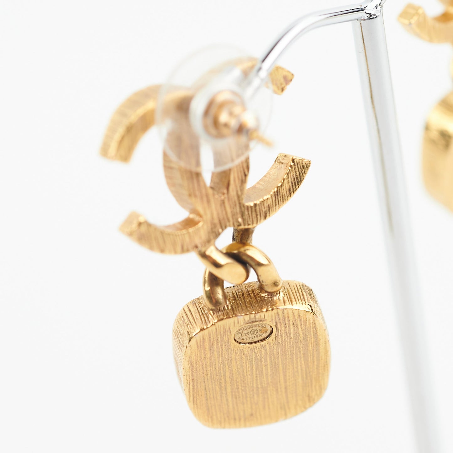 Chanel Coco Logo Pearl Square Drop Earrings Costume Jewellery