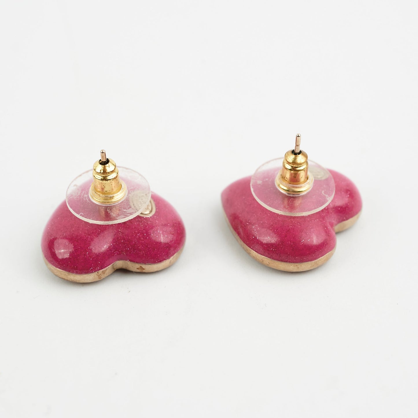 Chanel Pink Heart Logo Earrings Custome Jewellery
